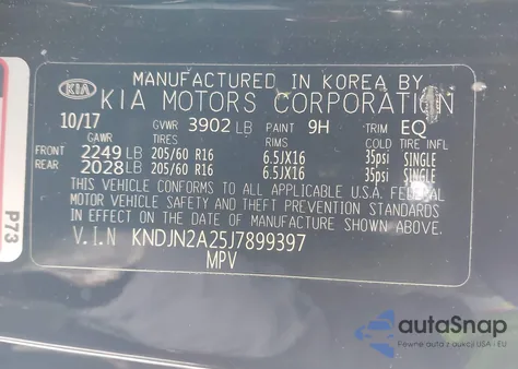 2018 Kia Soul z USA, uszkodzony, nr VIN KNDJN2A25J7899397